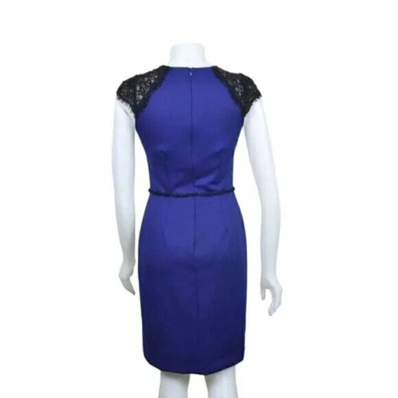 JS Boutique Sheath Dress Lace Beaded Sleeves Purple Black Size  4 - Picture 6 of 10